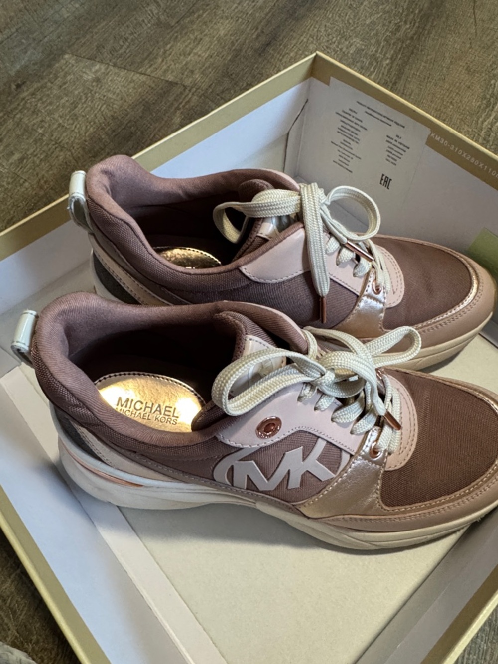 Michael Kors Rose Pink and Blush Platform Lace-Up Sneakers - Picture 13 of 15